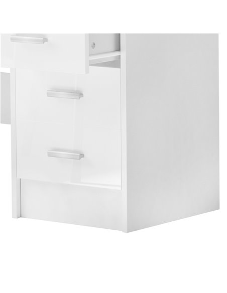 HOMCOM Computer Writing Desk with 4 Drawers, High Gloss Home Office Workstation, White 02-0704 - pic 34031 | FastDaddyshop