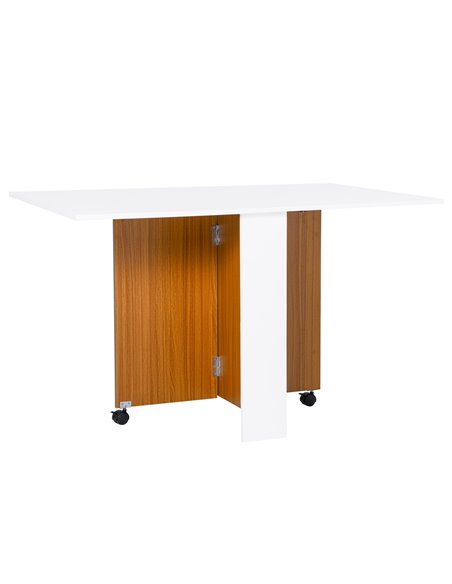 HOMCOM Folding Dining Table with Casters Teak Colour, White 833-412 - pic 34032 | FastDaddyshop