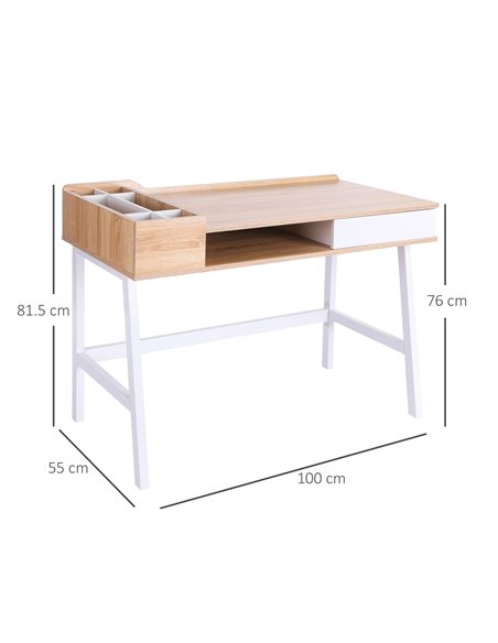 HOMCOM Computer Writing Desk Workstation with Drawer, Oak and White 833-408 - pic 34043 | FastDaddyshop