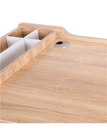 HOMCOM Computer Writing Desk Workstation with Drawer, Storage Compartments, Cable Management, Laptop Table Metal Frame Oak and W - pic 34049 | FastDaddyshop