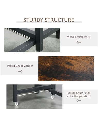 HOMCOM Foldable Dining Table Drop Leaf Folding Side Console Writing Desk for Kitchen, Dining Room, Rustic Brown 835-342BK
