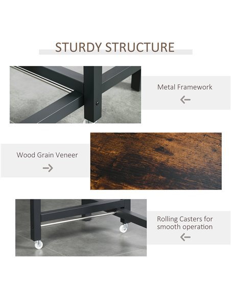 HOMCOM Foldable Dining Table Drop Leaf Folding Side Console Writing Desk for Kitchen, Dining Room, Rustic Brown 835-342BK - pic 34073 | FastDaddyshop