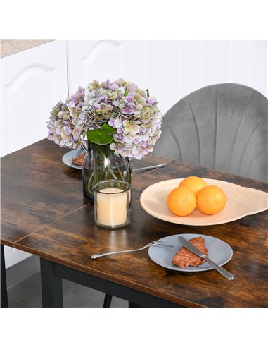 HOMCOM Foldable Dining Table Drop Leaf Folding Side Console Writing Desk for Kitchen, Dining Room, Rustic Brown 835-342BK