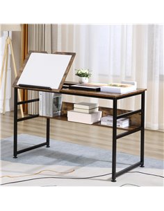 HOMCOM Adjustable Art Desk Drawing Table with 15-Level Tabletop, Rustic Brown 836-395 2