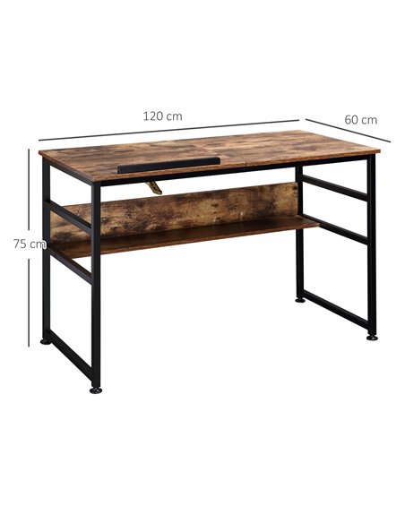 HOMCOM Adjustable Art Desk Drawing Table with 15-Level Tabletop, Rustic Brown 836-395 - pic 34106 | FastDaddyshop