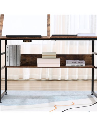 HOMCOM Adjustable Drafting Table Art Desk Drawing Table, Craft Desk Workstation for Painting, Multifunctional Writing Desk w/ 15
