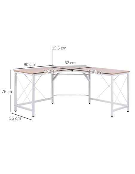 HOMCOM Corner L-Shape Gaming Desk 76x150cm, Oak 836-122AK - pic 34115 | FastDaddyshop