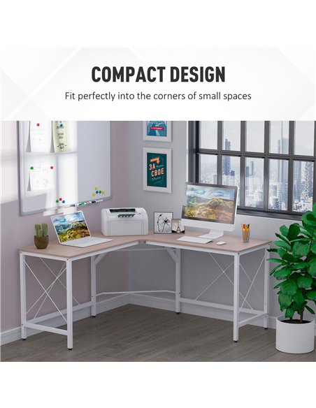 HOMCOM Corner Gaming Desk L-Shape Computer PC Workstation Home Office Three Worktop Writing Table 76x150cm Oak 836-122AK - pic 34117 | FastDaddyshop