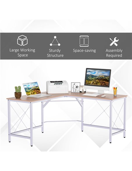 HOMCOM Corner Gaming Desk L-Shape Computer PC Workstation Home Office Three Worktop Writing Table 76x150cm Oak 836-122AK - pic 34118 | FastDaddyshop
