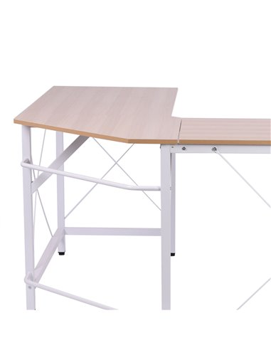 HOMCOM Corner Gaming Desk L-Shape Computer PC Workstation Home Office Three Worktop Writing Table 76x150cm Oak 836-122AK