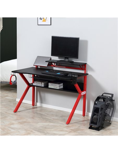 HOMCOM Gaming Desk Computer Table with Adjustable Feet, Red 920-066RD - pic 34122 | FastDaddyshop