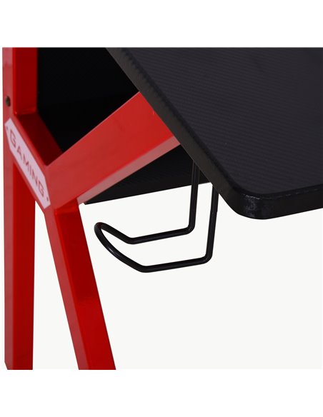 HOMCOM Gaming Desk Computer Table Stable Metal Frame Adjustable Feet w/ Cup Holder Headphone Hook, Cable Basket - Red 920-066RD - pic 34128 | FastDaddyshop