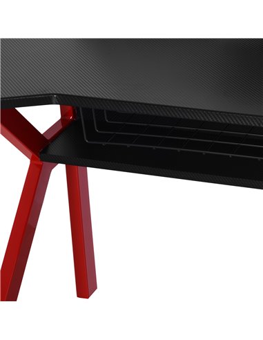HOMCOM Gaming Desk Computer Table Stable Metal Frame Adjustable Feet w/ Cup Holder Headphone Hook, Cable Basket - Red 920-066RD