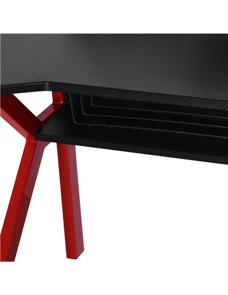 HOMCOM Gaming Desk Computer Table Stable Metal Frame Adjustable Feet w/ Cup Holder Headphone Hook, Cable Basket - Red 920-066RD - pic 34129 | FastDaddyshop
