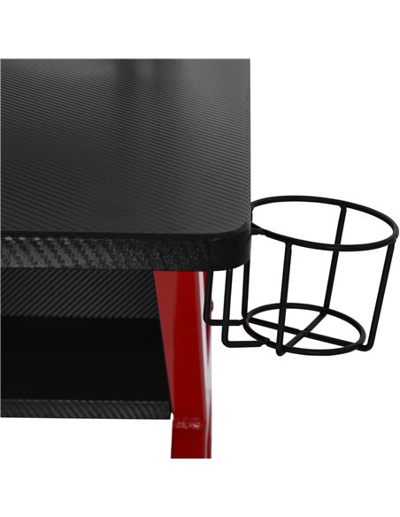 HOMCOM Gaming Desk Computer Table Stable Metal Frame Adjustable Feet w/ Cup Holder Headphone Hook, Cable Basket - Red 920-066RD - pic 34130 | FastDaddyshop