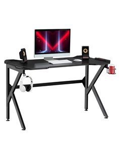 HOMCOM Gaming desk with Cup Holder Headphone Hook, Black 836-228