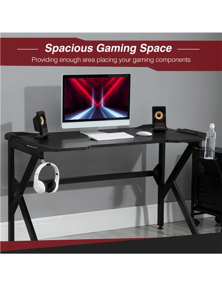 HOMCOM Gaming desk with Cup Holder Headphone Hook Feet Adjustable 120 x 66 x 75cm Black 836-228 - pic 34143 | FastDaddyshop