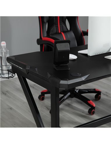 HOMCOM Gaming desk with Cup Holder Headphone Hook Feet Adjustable 120 x 66 x 75cm Black 836-228