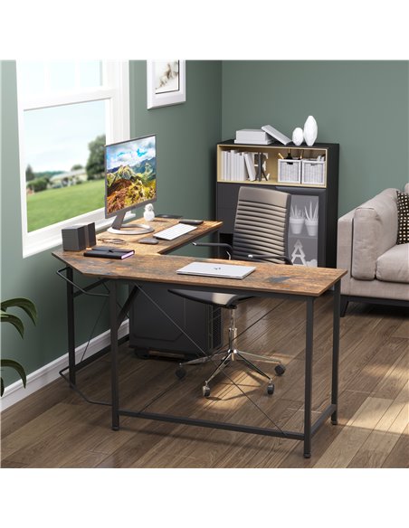 HOMCOM Corner L-Shape Computer Gaming Desk, Brown 836-288 - pic 34150 | FastDaddyshop
