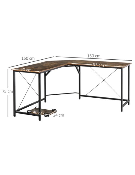 HOMCOM Corner L-Shape Computer Gaming Desk, Brown 836-288 - pic 34151 | FastDaddyshop