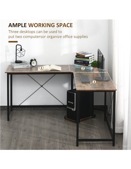 HOMCOM Corner Gaming Desk L-Shape Computer PC Workstation Home Office Study Three Worktop Writing Table 150 x 150 x 75 cm 836-28 - pic 34153 | FastDaddyshop