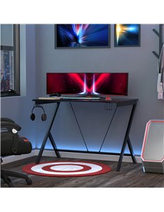 HOMCOM Gaming Desk Computer Table with Cup Holder, Headphone Hook, Black 836-305 2