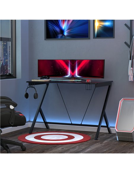 HOMCOM Gaming Desk Computer Table with Cup Holder, Headphone Hook, Black 836-305 - pic 34158 | FastDaddyshop