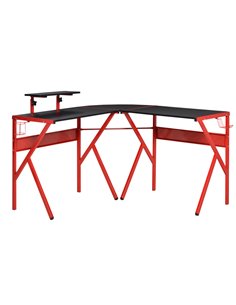 HOMCOM L-Shaped Corner Computer Gaming Desk, Red 836-332RD
