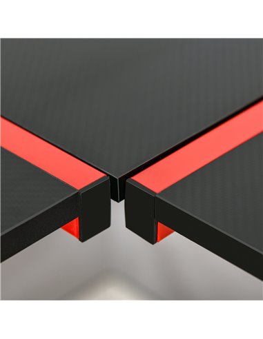 HOMCOM Gaming Desk L-Shaped Corner Computer Table for Home Office PC Workstations with Adjustable Monitor Stand , Red 836-332RD