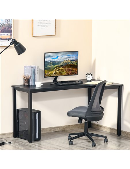 HOMCOM L-Shaped Computer Corner Gaming Desk, 145 x 81 x 76cm, Black 836-480 - pic 34186 | FastDaddyshop