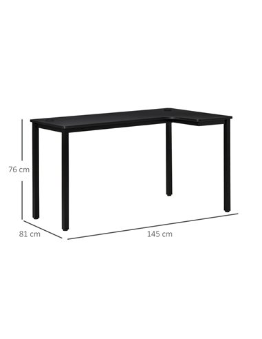 HOMCOM L-Shaped Computer Corner Gaming Desk, 145 x 81 x 76cm, Black 836-480