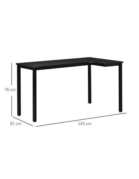 HOMCOM L-Shaped Computer Corner Gaming Desk, 145 x 81 x 76cm, Black 836-480 - pic 34187 | FastDaddyshop