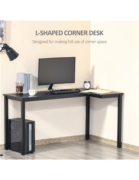 HOMCOM L-Shaped Gaming Desk, Computer Corner Desk, Home Office Workstation with Cable Management, 145 x 81 x 76cm, Black 836-480 - pic 34188 | FastDaddyshop