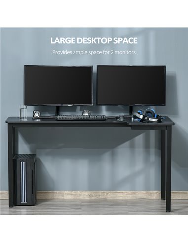 HOMCOM L-Shaped Gaming Desk, Computer Corner Desk, Home Office Workstation with Cable Management, 145 x 81 x 76cm, Black 836-480