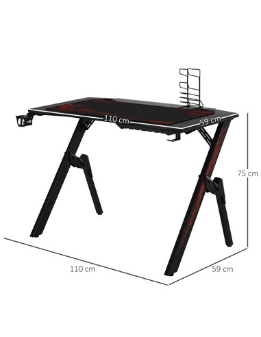 HOMCOM Racing Style Computer Gaming Desk, Black 920-067