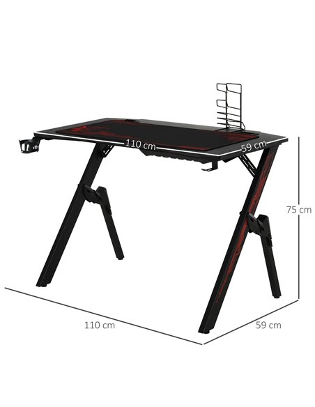 HOMCOM Racing Style Computer Gaming Desk, Black 920-067 - pic 34196 | FastDaddyshop