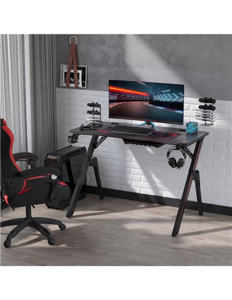 HOMCOM Gaming Desk, Racing Style Computer Table with Game Handle Holder, Cupholder, Headset Hook and Spider Leg for Study Workst - pic 34200 | FastDaddyshop