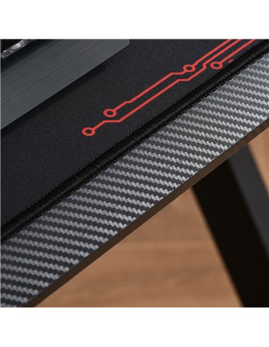 HOMCOM Gaming Desk, Racing Style Computer Table with Game Handle Holder, Cupholder, Headset Hook and Spider Leg for Study Workst