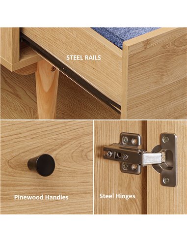 HOMCOM Wardrobe with 2 Doors, 2 Drawers, Hanging Rail for Bedroom Clothes Storage Organiser, 80x52x180cm, Natural Tone 831-605V0