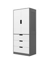 HOMCOM 2 Door Wardrobe with 3 Drawers and Hanging Rod, Grey 831-621V00MX