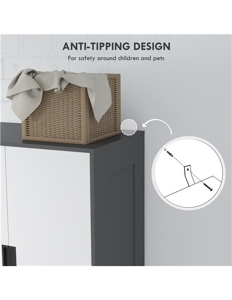 HOMCOM 2 Door Wardrobe, Modern Wardrobe with 3 Drawers and Hanging Rod for Bedroom, Grey 831-621V00MX - pic 34217 | FastDaddyshop