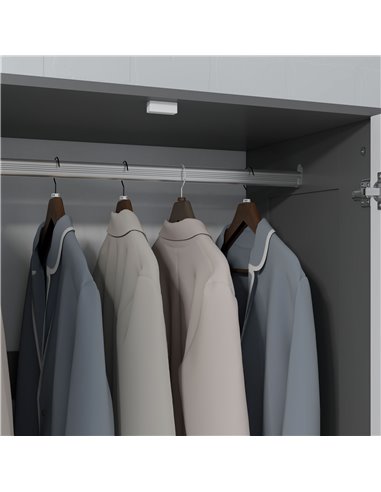 HOMCOM 2 Door Wardrobe, Modern Wardrobe with 3 Drawers and Hanging Rod for Bedroom, Grey 831-621V00MX