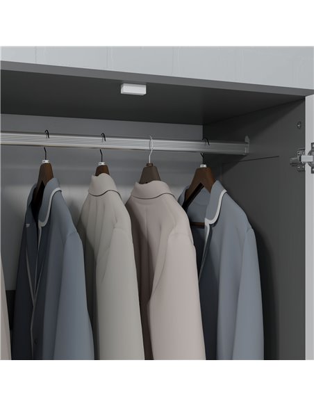HOMCOM 2 Door Wardrobe, Modern Wardrobe with 3 Drawers and Hanging Rod for Bedroom, Grey 831-621V00MX - pic 34219 | FastDaddyshop