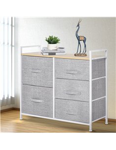 HOMCOM 5 Drawer Linen Storage Chest, Home Dresser, Grey 850-126 2
