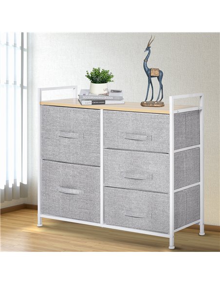 HOMCOM 5 Drawer Linen Storage Chest, Home Dresser, Grey 850-126 - pic 34231 | FastDaddyshop