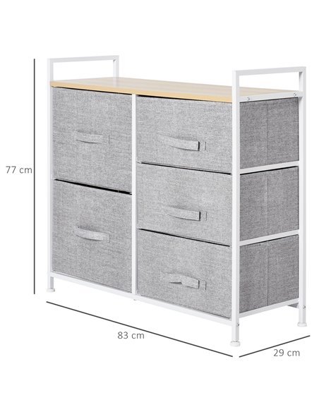 HOMCOM 5 Drawer Linen Storage Chest, Home Dresser, Grey 850-126 - pic 34232 | FastDaddyshop