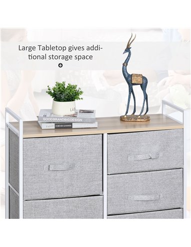 HOMCOM 5 Drawer Linen Storage Chest Home Organisation w/ Shelf Handles Metal Frame Adjustable Feet Hallway Home Dresser Grey 850