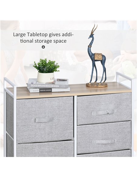 HOMCOM 5 Drawer Linen Storage Chest Home Organisation w/ Shelf Handles Metal Frame Adjustable Feet Hallway Home Dresser Grey 850 - pic 34233 | FastDaddyshop