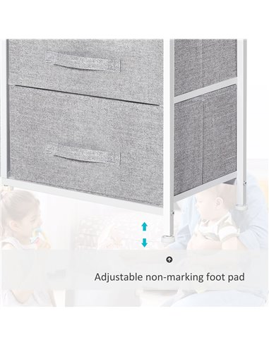 HOMCOM 5 Drawer Linen Storage Chest Home Organisation w/ Shelf Handles Metal Frame Adjustable Feet Hallway Home Dresser Grey 850
