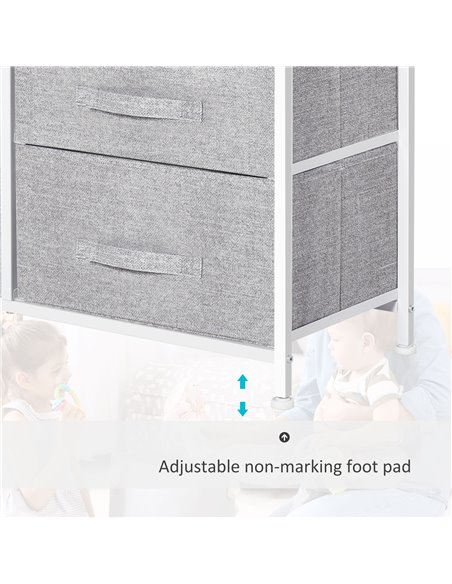 HOMCOM 5 Drawer Linen Storage Chest Home Organisation w/ Shelf Handles Metal Frame Adjustable Feet Hallway Home Dresser Grey 850 - pic 34235 | FastDaddyshop